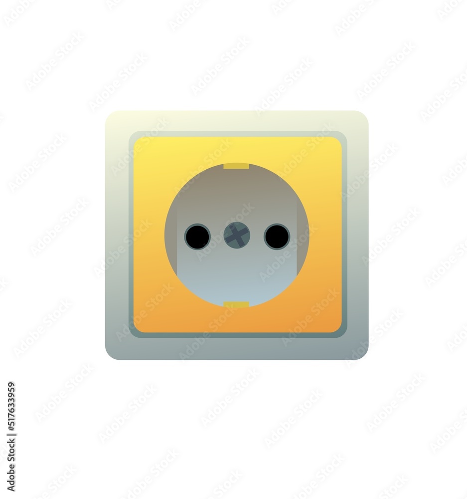 Fototapeta premium Socket. Electrical appliances for home network. Spare parts for work of an electrician. Isolated on white background. Single object icon. Vector