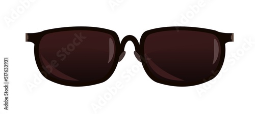 Sunglasses for sun protection. Summer glasses. Tinted optics for better view. Object isolated on white background. Vector