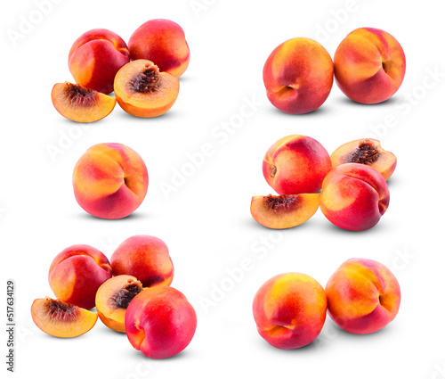 fresh peaches isolated on white background