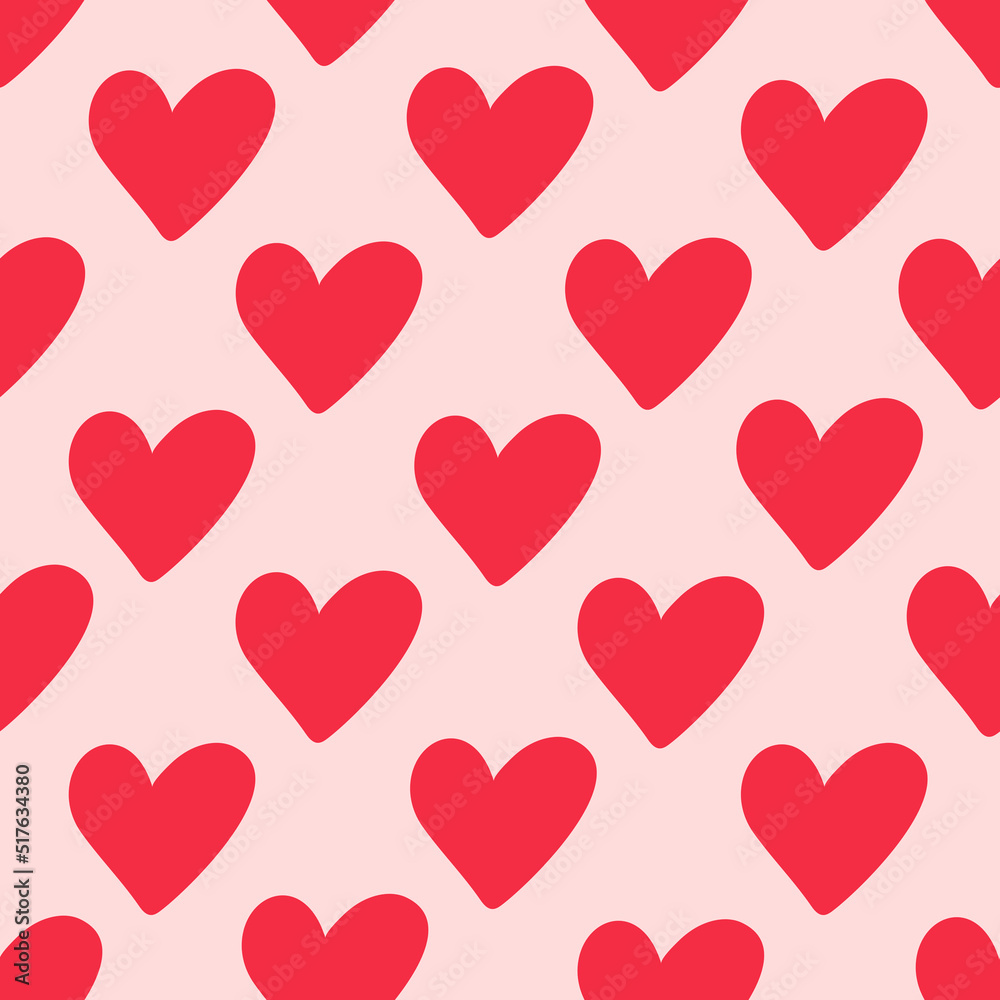 Seamless pattern doodle hearts. Trendy print for packaging design, fabric, textiles, covers, stickers, sublimations. Valentine's day, love, wedding