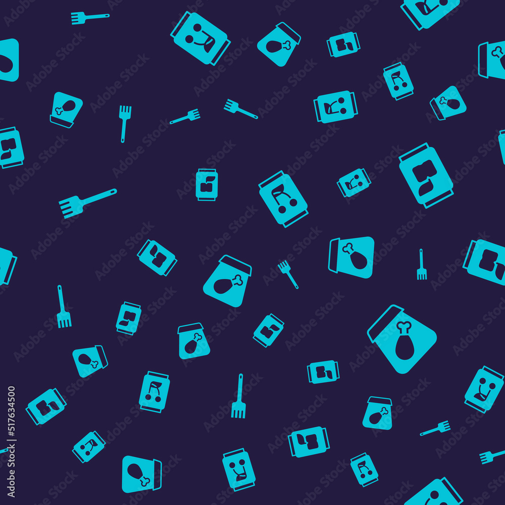 Set Fork, Soda can, and Online ordering meal on seamless pattern. Vector Set Fork, Soda can, and Online ordering meal on seamless pattern. Vector