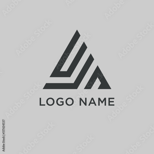 u j a letter logo, triangle logo