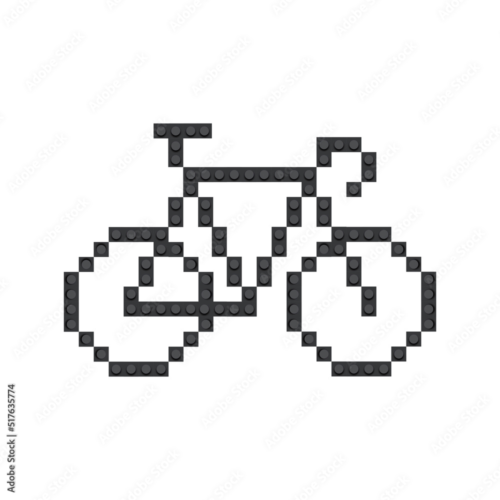 8 bit pixel bike Made from designer details. white background. vector illustration. isolated object 8 bit pixel bike Made from designer details. white background. vector illustration. isolated object