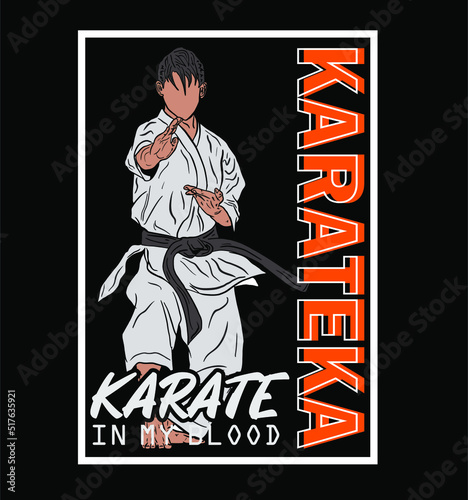 modern design karate pose with streetwear style vector