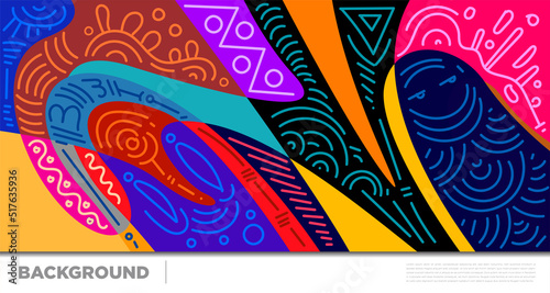 Abstract liquid shape. Fluid geometric design. Isolated gradient waves with geometric lines, dots, batik Indonesia pattern. Vector illustration.
