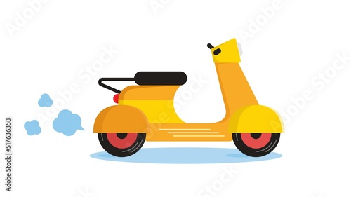 Delivery, moped is carrying package. Fast delivery package by scooter on mobile phone. Tracking courier by map application. Vector illustration. Flat design vector illustration.