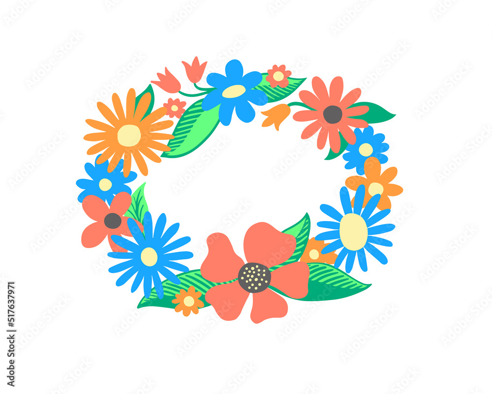 Ukrainian traditional women's headdress wreath of wild flowers, vector illustration Ukrainian traditional women's headdress wreath of wild flowers, vector illustration