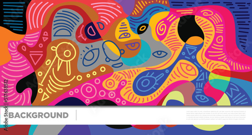 Abstract liquid shape. Fluid geometric design. Isolated gradient waves with geometric lines, dots, batik Indonesia pattern. Vector illustration.