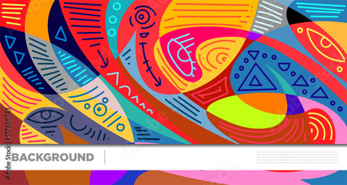 Abstract liquid shape. Fluid geometric design. Isolated gradient waves with geometric lines, dots, batik Indonesia pattern. Vector illustration.