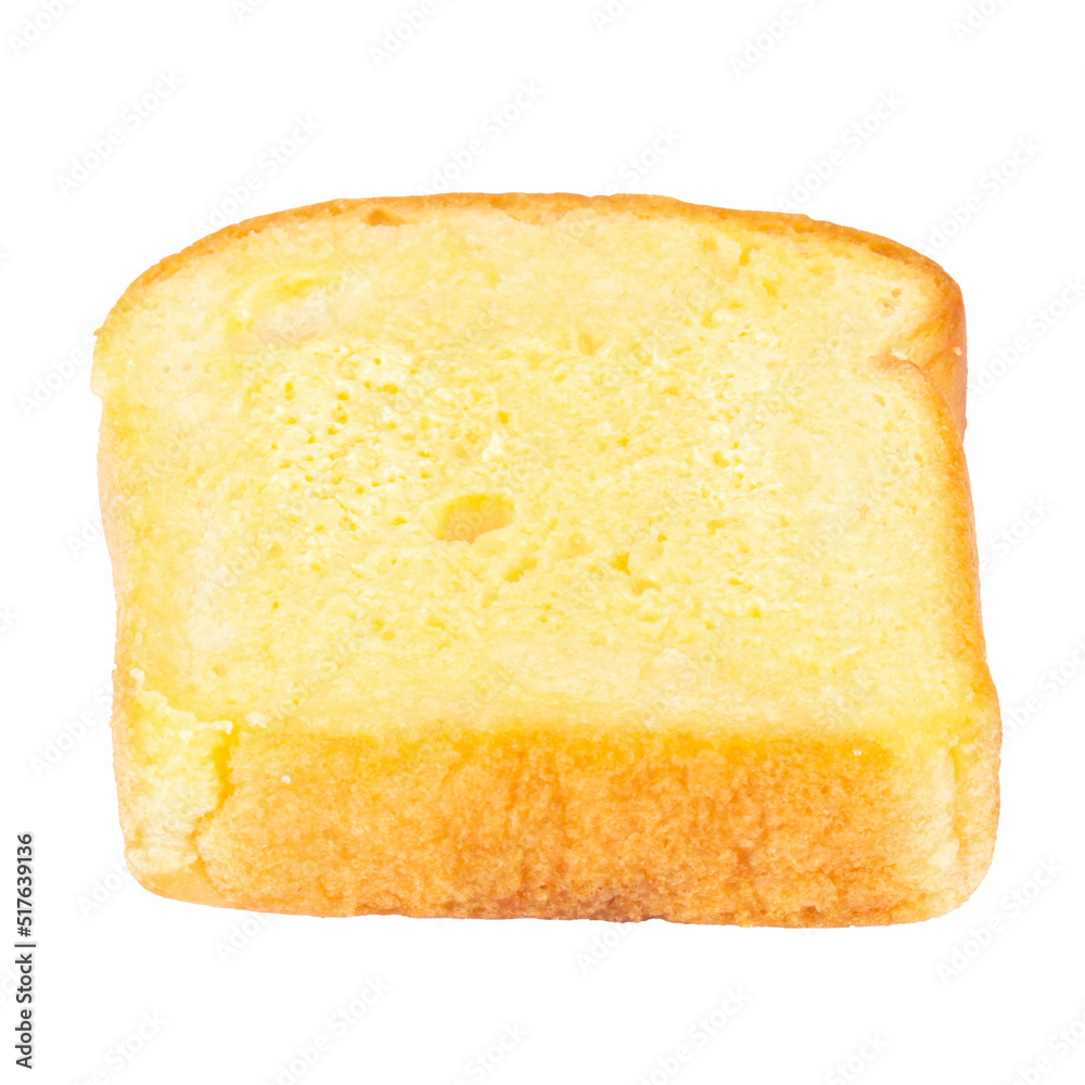 buttered bread isolated on white background