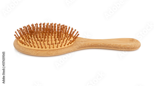 Wooden Hair Brush  Eco-Friendly natural wooden bamboo isolated on white background with clipping path.