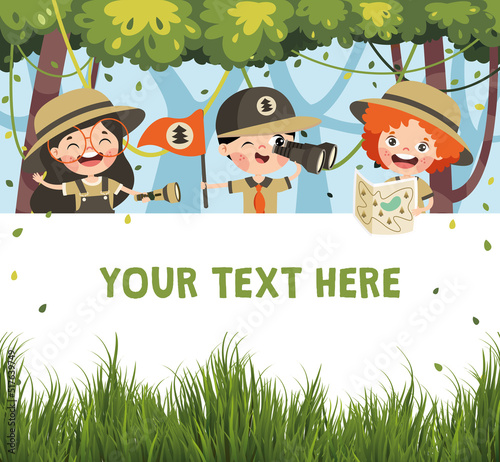 Cartoon Scouts With White Frame