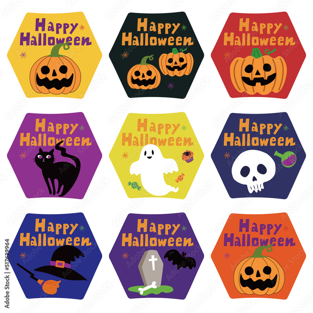 Halloween colorful vector illustration. A set of labels.