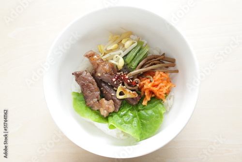 Korean food, barbecue beef and Namul Bibimbap mixed rice