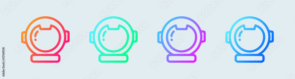 Astronaut line icon in gradient colors. Spaceman helmet signs vector illustration. Astronaut line icon in gradient colors. Spaceman helmet signs vector illustration.