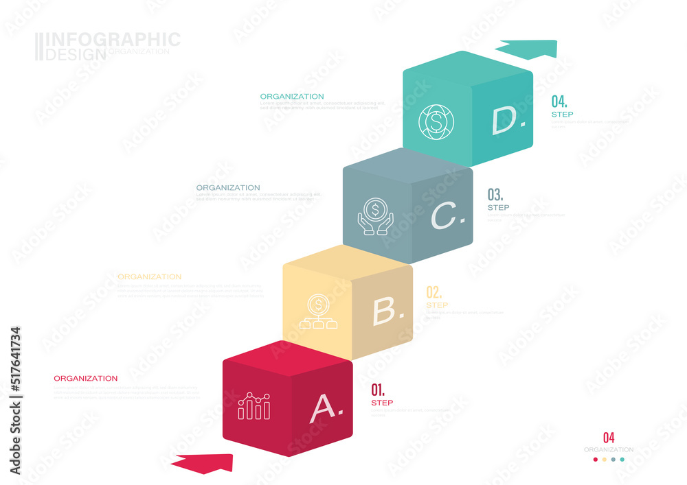 Success infographics, leadership, motivation concept, vector eps10 illustration, Icons, Cube, Arrow