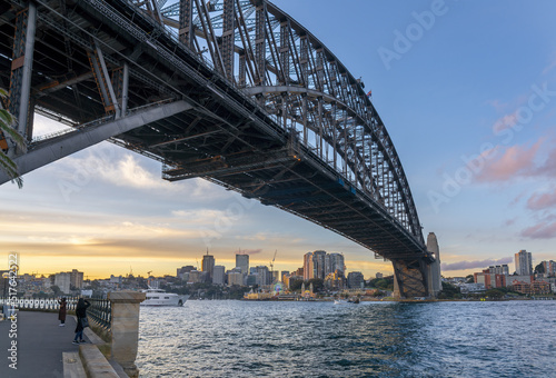 Scenery under Sydney Harbour Bridge in sunset , Australia