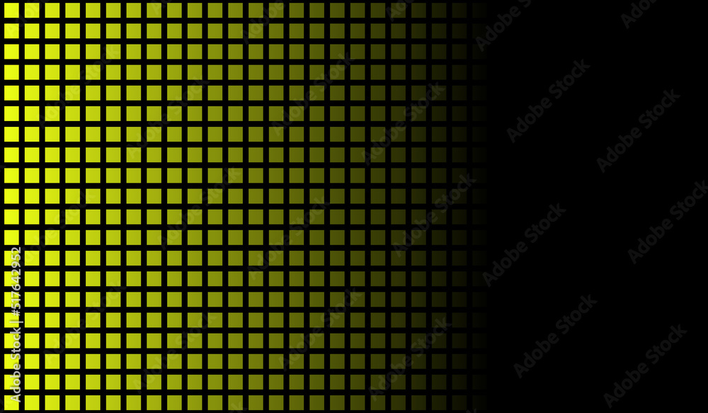 Kästchen mit Farbverlauf gelb auf schwarzem Hintergrund