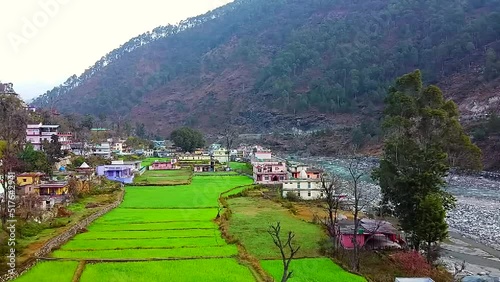 Landscape and weat farm in small town uttarkashi  photo