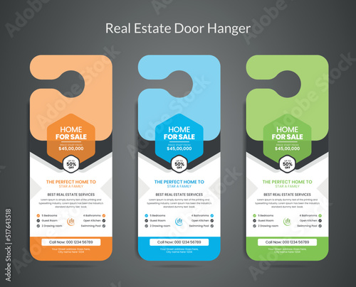 Real estate agency business door hanger template design