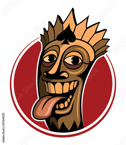 Cartoon style funny wooden idol character.