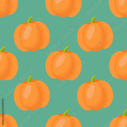 Seamless Pumpkins Pattern. Vector illustration in cartoon style. For posters, banners, card, printing on the pack, paper, printing on clothes, fabric, wallpaper.