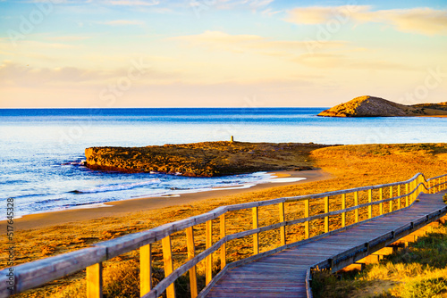 Wallpaper Mural Beach with wooden path to sea water. Torontodigital.ca