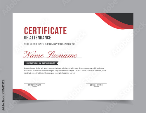 Modern Certificate Template Vector Design Layout for Print, Elegant Blank Certificate for  Diploma, Graduation, Achievement, Award, Attendance, Abstract Vector Illustration