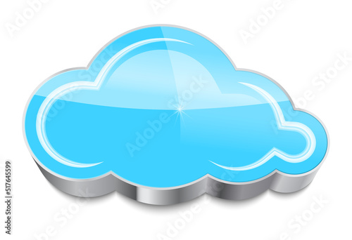 Cloud computing concept: glossy blue cloud icon isolated on white background
