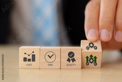 Bild auf Leinwand Project management triangle; Time, Quality, Cost concept