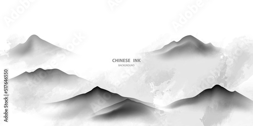 Fototapeta Naklejka Na Ścianę i Meble -  modern design vector illustration of a gorgeous chinese ink landscape painting