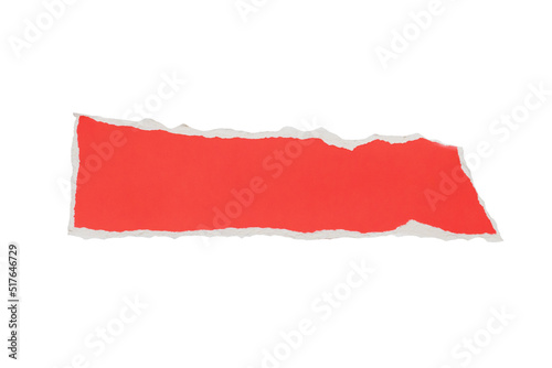 Red ripped paper torn edges strips isolated on white background