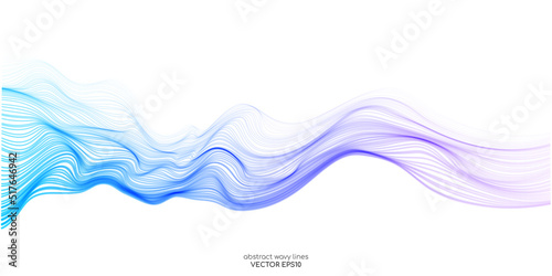 Vector wave lines smooth flowing dynamic blue purple pink gradient isolated on white background for concept of technology, digital, communication, science, music