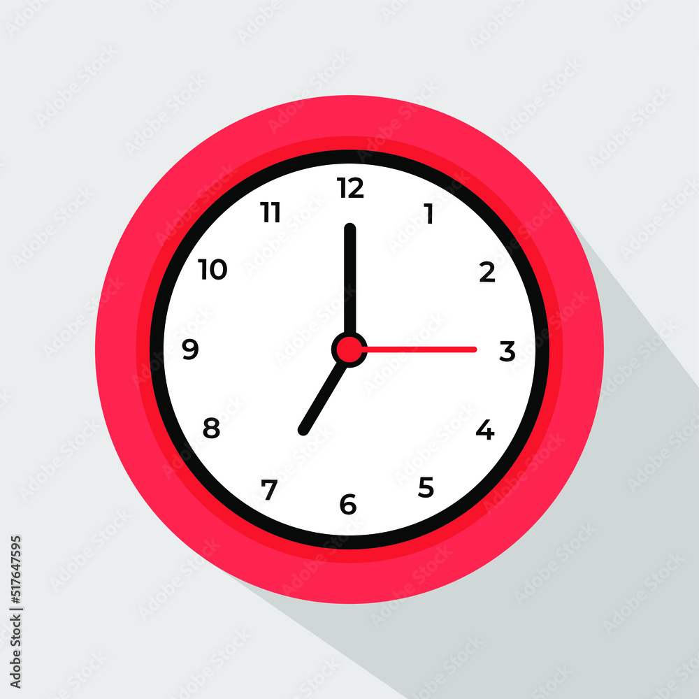 vector illustration of a red wall clock showing 7 o'clock vector illustration of a red wall clock showing 7 o'clock
