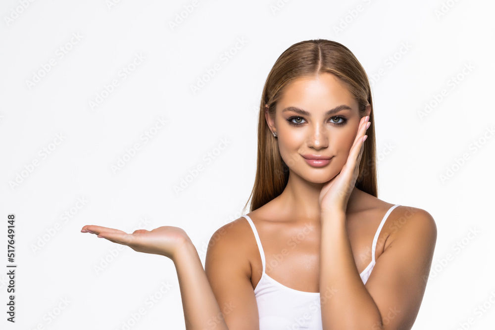 Beauty young woman with helathy skine ure skin and hair isolated on white background Beauty young woman with helathy skine ure skin and hair isolated on white background