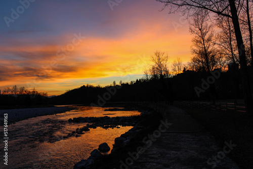 sunset over the river Piave