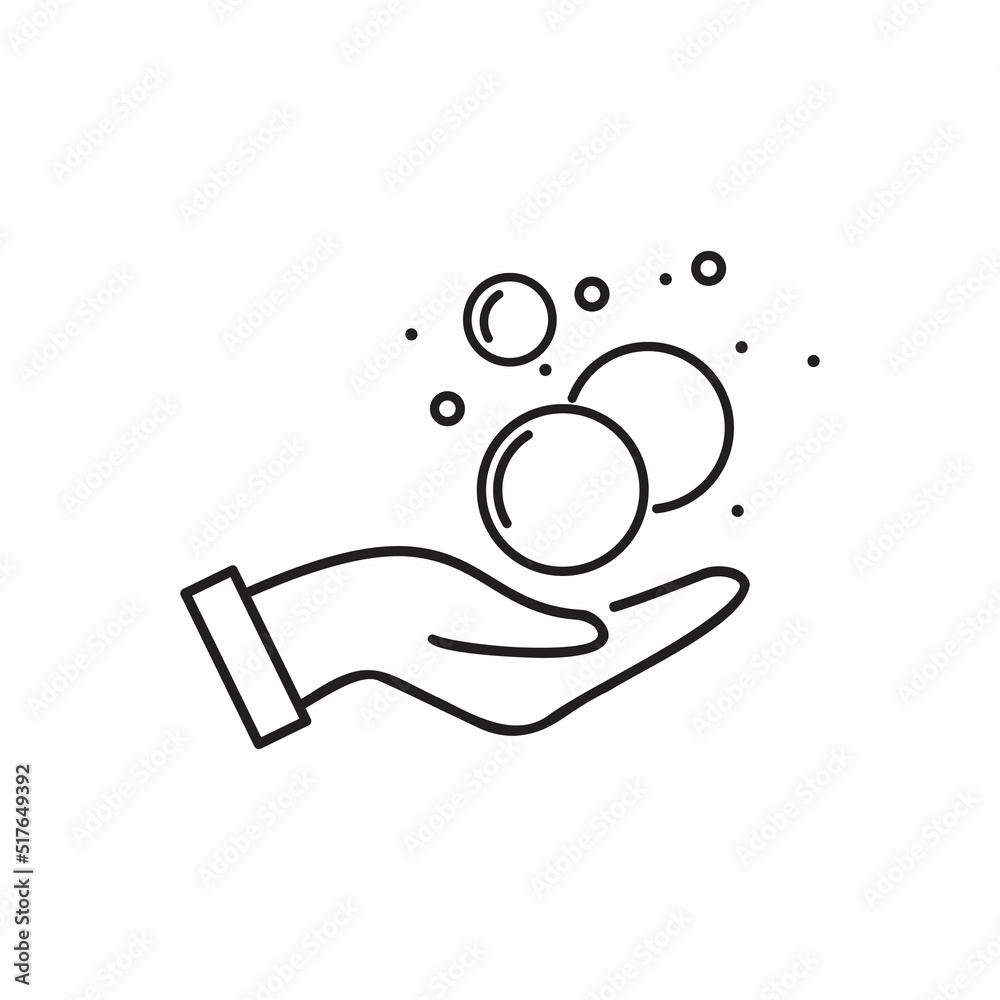 Web line icon. Bubbles in the hand, bubble blower Web line icon. Bubbles in the hand, bubble blower