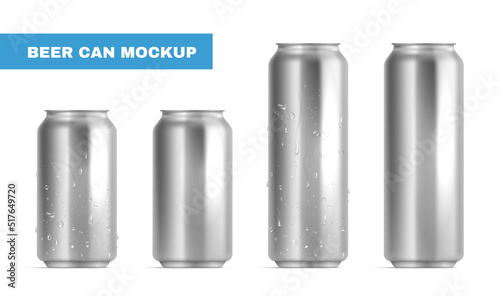 Realistic Beer Can Mockup Icon Set