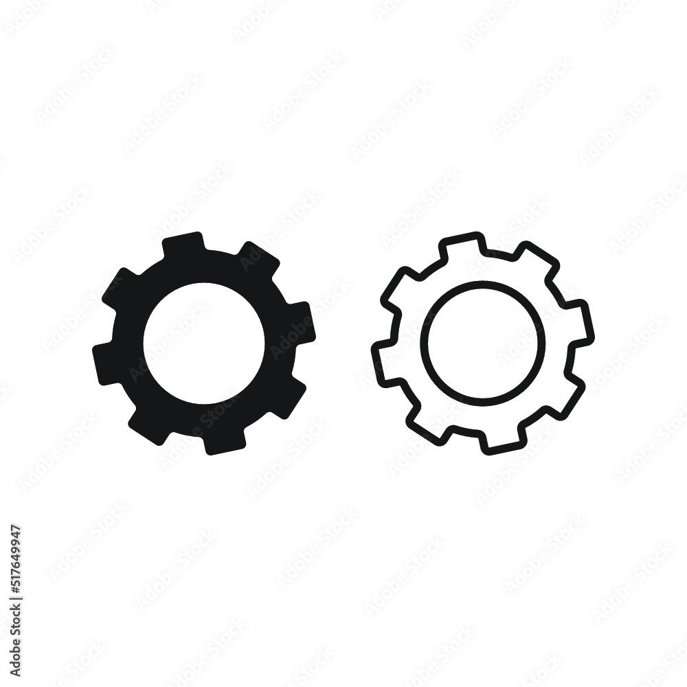 Setting Icon set. Cog Settings Icon Symbol