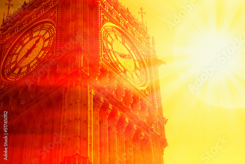 Sticker extreme heat in London sun and Big Ben