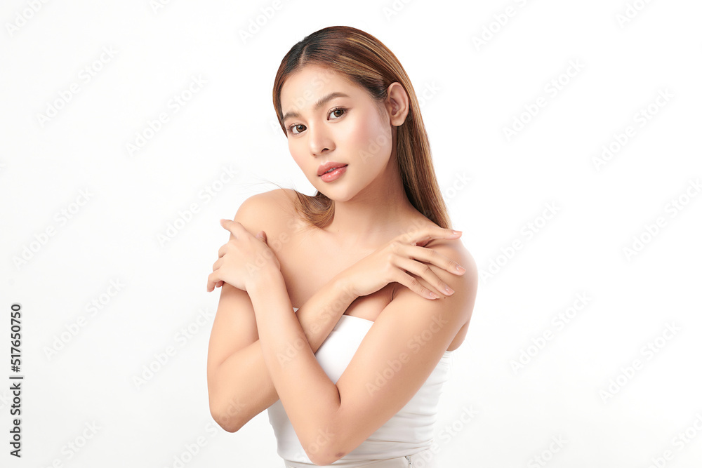 Beautiful young asian woman with clean fresh skin on white background, Face care, Facial treatment, Cosmetology, beauty and spa, Asian women portrait. Beautiful young asian woman with clean fresh skin on white background, Face care, Facial treatment, Cosmetology, beauty and spa, Asian women portrait.