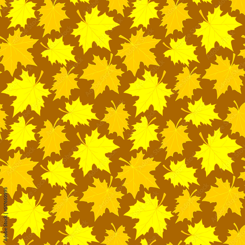 Vector bright seamless pattern with falling yellow and orange golden maple leaves in flat style. Autumn backgrounds and textures Vector bright seamless pattern with falling yellow and orange golden maple leaves in flat style. Autumn backgrounds and textures