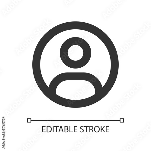Select contact photo pixel perfect linear ui icon. Put pic on profile. Assign caller image. GUI, UX design. Outline isolated user interface element for app and web. Editable stroke. Arial font used