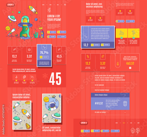Landing Page vector template. GUI UX Template. Wireframe UI Kit.	
