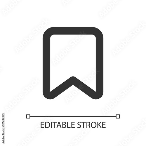 Add bookmark pixel perfect linear ui icon. Saving webpage. Reading list. Ebook reader. GUI, UX design. Outline isolated user interface element for app and web. Editable stroke. Arial font used