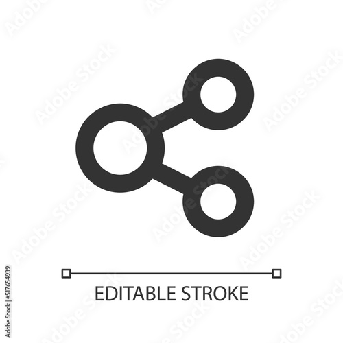 Share pixel perfect linear ui icon. Button for social networking service. Spreading dot. GUI, UX design. Outline isolated user interface element for app and web. Editable stroke. Arial font used