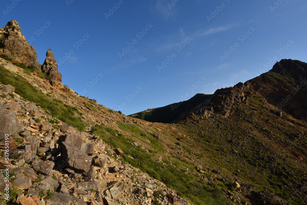 Climbing mountain ridge, Nasu, Tochigi, Japan Climbing mountain ridge, Nasu, Tochigi, Japan