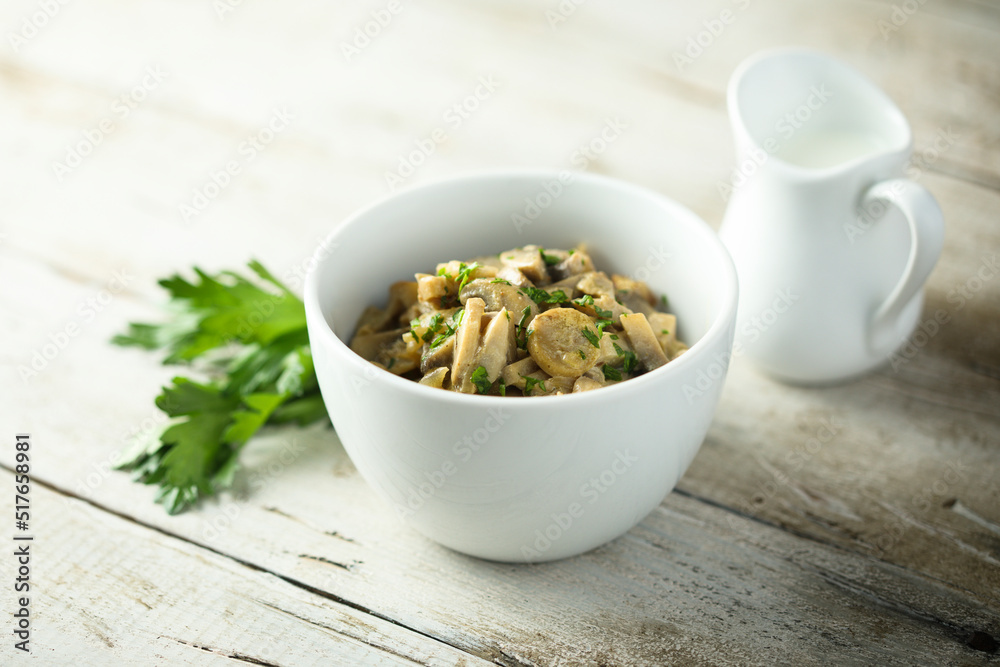 Homemade mushroom ragout with fresh parsley Homemade mushroom ragout with fresh parsley