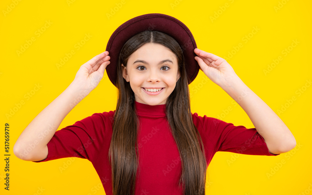 Happy teenager portrait. Portrait of beautiful happy smiling teenage girl on yellow studio background. Smiling girl. Happy teenager portrait. Portrait of beautiful happy smiling teenage girl on yellow studio background. Smiling girl.