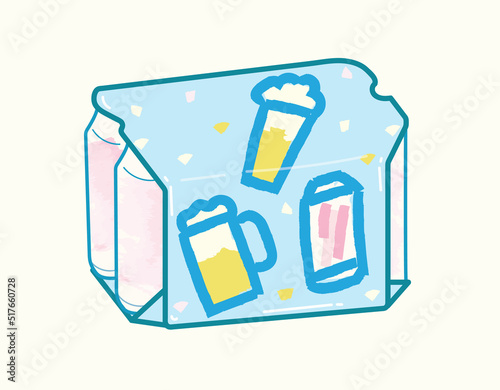 Paper wrapping alcoholic beverage drinks package in flat vector illustration